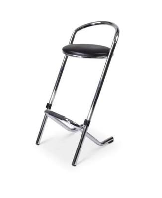 Stapelbare barkruk Utrecht verchroomd frame met zwarte skai zitting Stapelbare barkruk Utrecht verchroomd frame met zwarte skai zitting