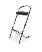 Stapelbare barkruk Utrecht verchroomd frame met zwarte skai zitting - thumbnail