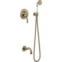 Badmengkraan Tres Clasic Inbouw Set Incl. Handdouche Verouderd Messing Mat Tres - thumbnail