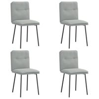 Eetkamerstoelen 4 st fluweel lichtgrijs - thumbnail