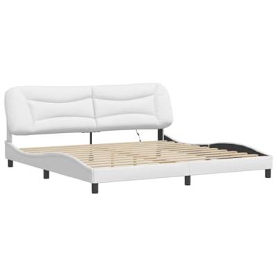 Bedframe met LED zonder matras "Hvar" kunstleer wit 200x200 cm