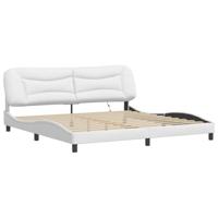 Bedframe met LED zonder matras "Hvar" kunstleer wit 200x200 cm - thumbnail