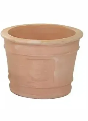 Mega Collections Bloempot Whitewash Terracotta - Ø29 x H21 cm - Met Decoratie