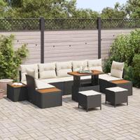 Tuinbankenset 10 pcs Zwart poly rattan - thumbnail