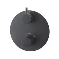 Caral Rond afbouwdeel inbouwthermostaat 2 weg mat zwart - thumbnail