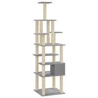 VidaXL Kattenkrabpaal met sisal krabpalen 183 cm lichtgrijs - thumbnail