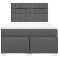 Boxspring met matras stof donkergrijs 140x190 cm - thumbnail