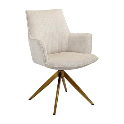 Richmond Draaibare Eetkamerstoel 'Dakota' Met armleuning, Chenille, kleur Beige Richmond Draaibare Eetkamerstoel 'Dakota' Met armleuning, Chenille, kleur Beige