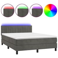 Boxspring met matras en LED fluweel donkergrijs 140x190 cm - thumbnail