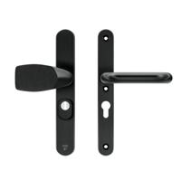 AXA AXA Oval Plus veiligheidsbeslag voordeur smalschild Wing knop/U-kruk PC55 met kerntrekbeveiliging SKG3 - aluminium/zwart - thumbnail