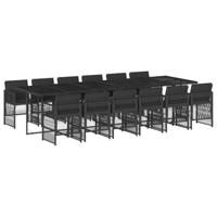 13-delige Tuinset met kussens poly rattan zwart - thumbnail