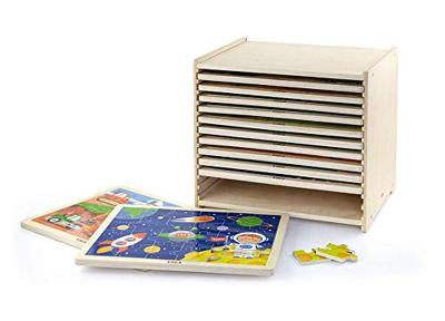 VIGA puzzelrek met 12 puzzels, h: 275, l: 315 mm, b: 235 mm, afm 31x27x23 cm, 12x24 delen, 12 onderdelen/ 1 set