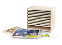 VIGA puzzelrek met 12 puzzels, h: 275, l: 315 mm, b: 235 mm, afm 31x27x23 cm, 12x24 delen, 12 onderdelen/ 1 set - thumbnail