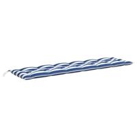 Tuinbankkussens 2 st gestreept 200x50x7 cm stof wit en blauw - thumbnail