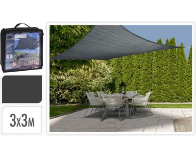 Schaduwdoek vierkant 3 x 3 meter - donkergrijs Schaduwdoek vierkant 3 x 3 meter - donkergrijs