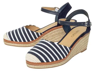 esmara Dames sandalen met sleehak (marine/wit, 36)
