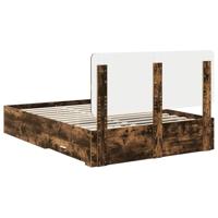 Bedframe met hoofdeinde Gerookt eiken 140 x 190 cm Bewerkt hout - thumbnail
