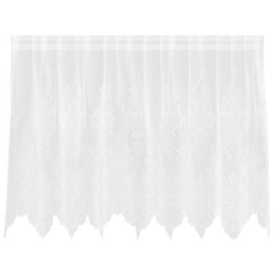 VidaXL Kantgordijn met gordijnen bloemen wit 100 x 200 cm polyester