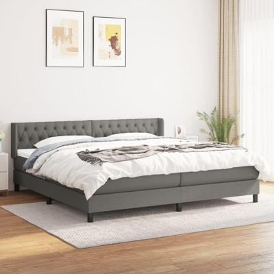 Boxspring met matras stof donkergrijs 200x200 cm