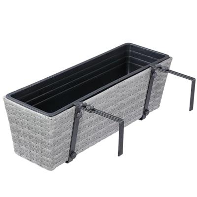 Polyrotan Balkonbak Set van 2 kleur Grijs