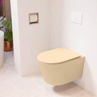 MONDIAZ LAVIE hangend toilet single fire rimless diepspoel Sand, Toiletzitting met quick-release & softclose Sand - thumbnail