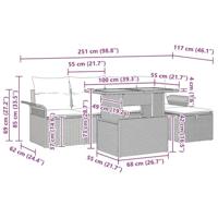 Tuinbankenset met kussen met opslag 6 pcs Beige poly rattan - thumbnail