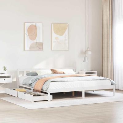 Bedframe zonder matras massief grenenhout wit 180x200 cm