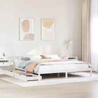 Bedframe zonder matras massief grenenhout wit 180x200 cm - thumbnail