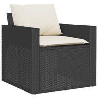 6-delige Loungeset met kussens poly rattan zwart - thumbnail