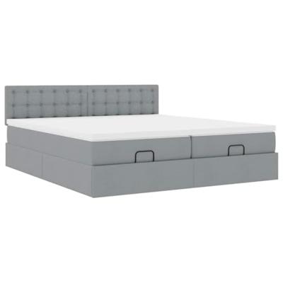Ottoman bed met matrassen 160x200cm stof lichtgrijs