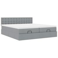 Ottoman bed met matrassen 180x200cm stof lichtgrijs - thumbnail