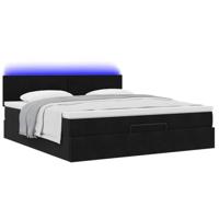 Ottoman bed met matras en LED's 160x200cm fluweel zwart - thumbnail