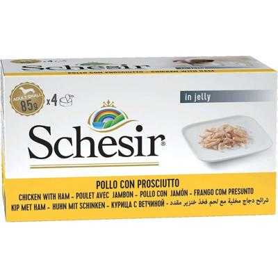SCHESIR Chicken with ham in jelly - natvoer voor honden - 4 x 85g