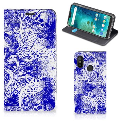 Mobiel BookCase Xiaomi Mi A2 Lite Angel Skull Blauw Mobiel BookCase Xiaomi Mi A2 Lite Angel Skull Blauw