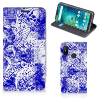Mobiel BookCase Xiaomi Mi A2 Lite Angel Skull Blauw - thumbnail