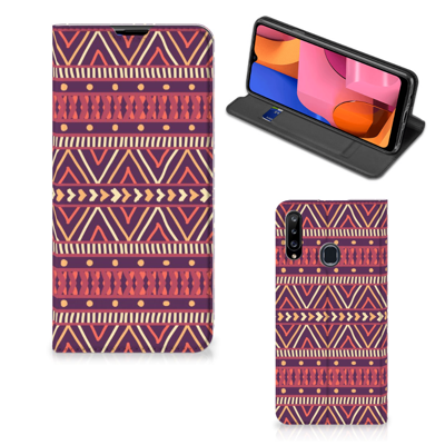 Samsung Galaxy A20s | Hoesje met Magneet | Aztec Paars Samsung Galaxy A20s | Hoesje met Magneet | Aztec Paars