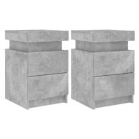 Nachtkastjes met LED-verlichting 2 st 35x39x55 cm betongrijs - thumbnail