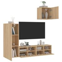 4-delige Tv-wandmeubelset bewerkt hout sonoma eikenkleurig - thumbnail