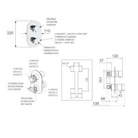 Douchekraan Inbouw Sapho Rhapsody Thermostatisch Afbouwdeel 3-weg Chroom Sapho - thumbnail