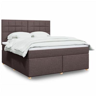 Boxspring met matras stof donkerbruin 180x200 cm