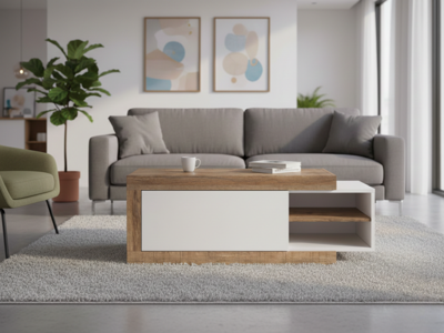 Salontafel SINO 1 deur eik/hoogglans wit