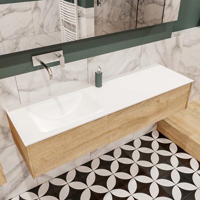 Mondiaz Lush Cloud badmeubel Washed oak 150 cm 1 lade solid surface enkele spoelbak links zonder kraangat Mondiaz Lush Cloud badmeubel Washed oak 150 cm 1 lade solid surface enkele spoelbak links zonder kraangat