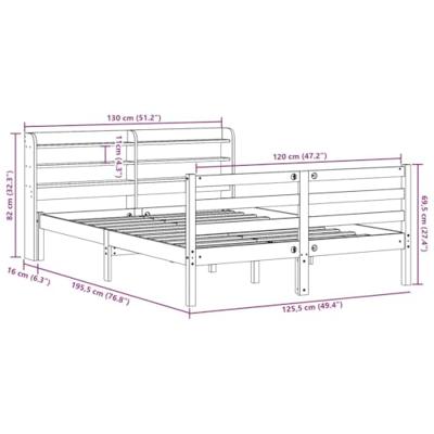 Bedframe met hoofdbord massief grenenhout wit 120x190 cm - thumbnail