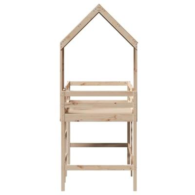 Halfhoogslaper met ladder en bedhuis grenenhout 90x190 cm