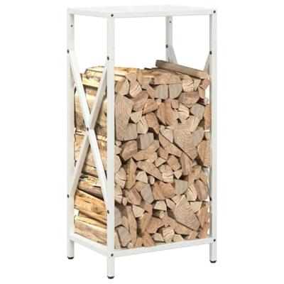 VidaXL Brandhoutrek 34x25x70 cm koudgewalst staal wit