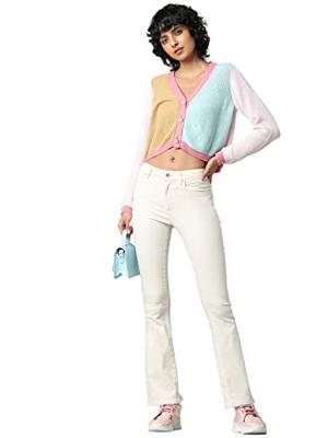 Only Onlblush Mid Flared Dnm Dot019 Noos 15230778 Flare Ecru