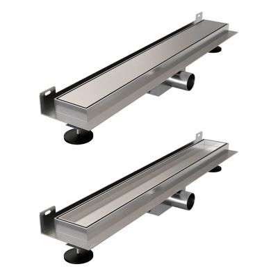 Brauer Douchegoot - 60x7.5cm - muurflens - tegelinlegrooster omkeerbaar - RVS - RVS - geborsteld RVS DR-MRFW60NG