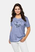 Ulla Popken T-shirt, classic, V-hals,  transparante pailletten, schelpmotief - Grote Maten - thumbnail