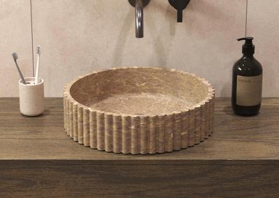 Salenzi Emperador Taupe Waskom 40x40x10cm Geribbeld Opbouwmodel