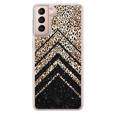 Samsung Galaxy S21 hybride hoesje - Chevron luipaard Samsung Galaxy S21 hybride hoesje - Chevron luipaard